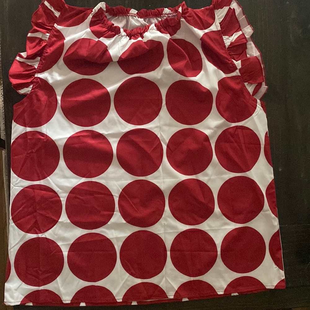 Brand new sleeveless red dot blouse